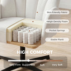 Swivel Accent Chair, Shell-Shaped Armchair with Spring Cushion, Metal Base, Cream White