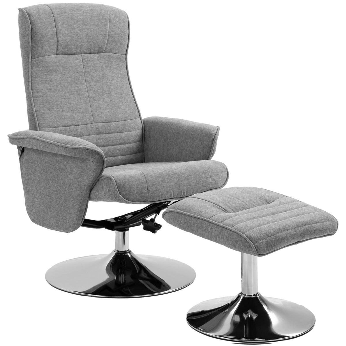 135° Velvet Swivel Recliner & Footstool – Grey