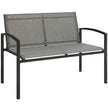 Outsunny Metal Garden Bench, 2 Seater Outdoor Furniture Seating with Breathable Texteline Fabric, Park Patio Seat, Grey