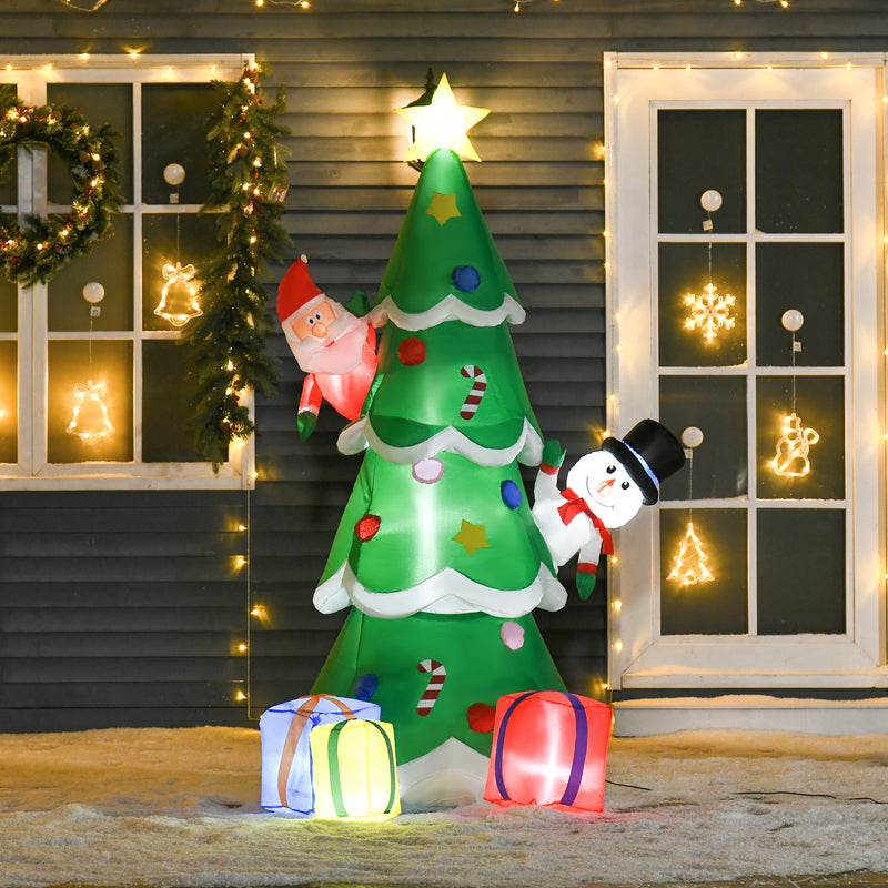 7ft Inflatable Christmas Tree displayed outside a decorated home