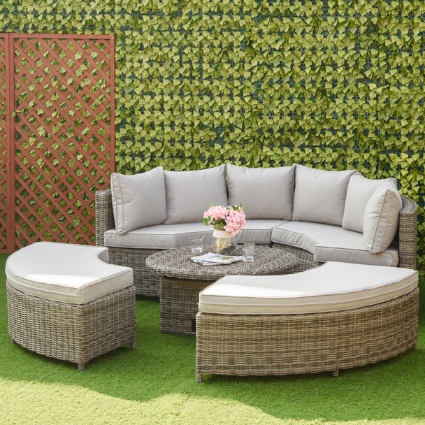 Round rattan daybed sofa set – image 2