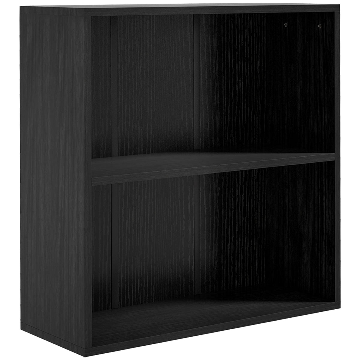 2-Tier Low Bookcase with Adjustable Shelf – Black