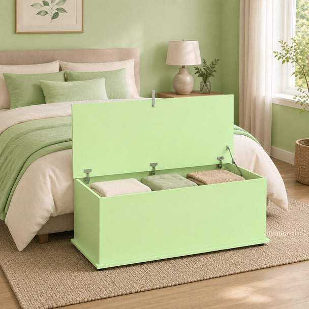HOMCOM 114L Large Storage Chest, Green Bench Trunk with Safety Hinge for Bedroom, Living Room & Entryway – view 2