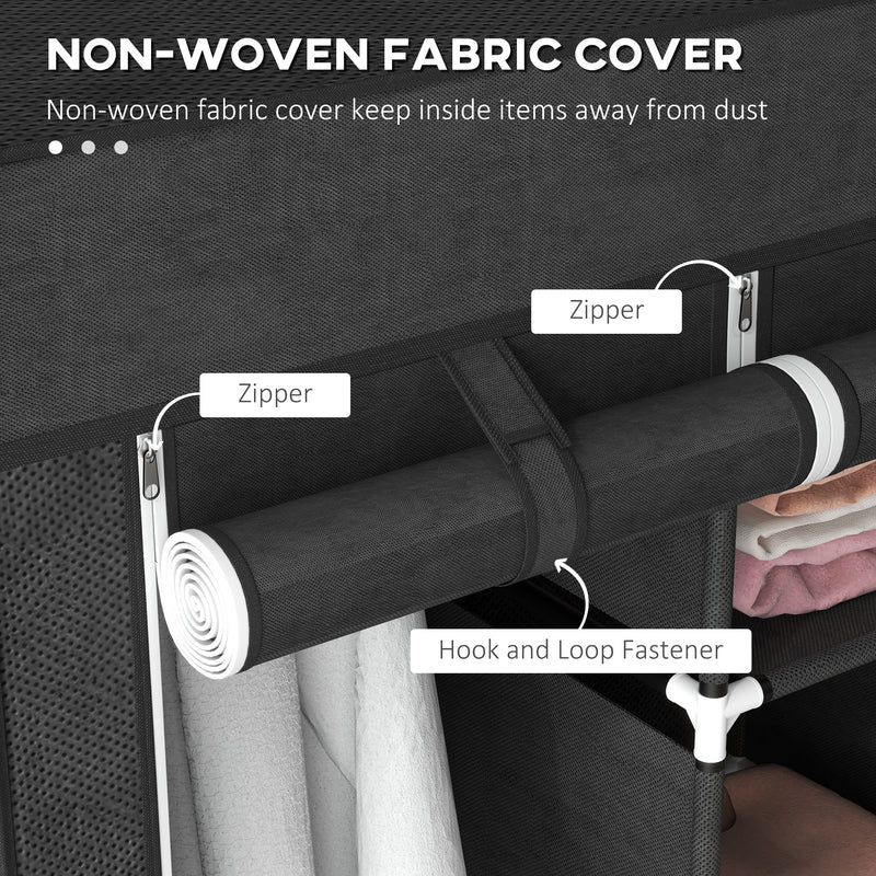 Black fabric wardrobe with drawers – image 5