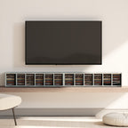 Set of 2 CD Media Display Shelf Unit Tower Rack with Adjustable Shelves, Grey