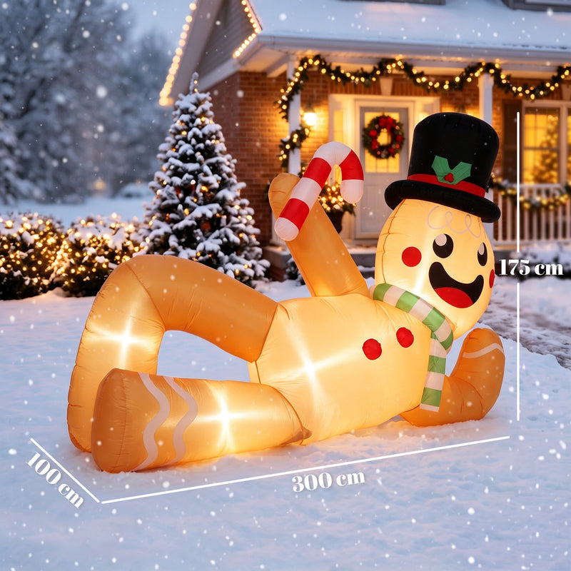Dimensions of the 9.8ft lying gingerbread man Christmas inflatable