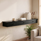 Shelf Wall-Mounted Storage Shelf Shelving Unit MDF 93 x 15 x 10 cm Entryway Kitchen Living Room, Black