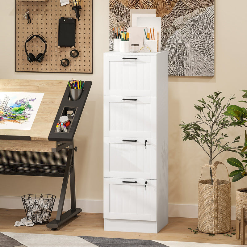 HOMCOM 4 Drawer Filing Cabinet with Lock, Office Storage Cabinet with Adjustable Hanging Bars for A4 Letter Size Files – view 10