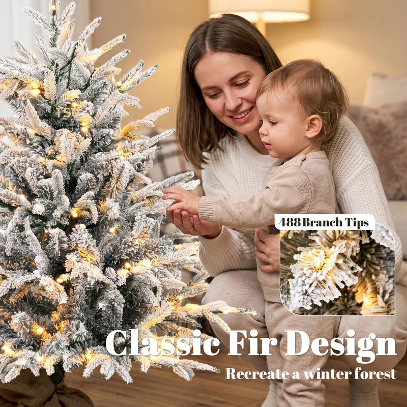 90 cm pre-lit flocked tabletop tree – image 5