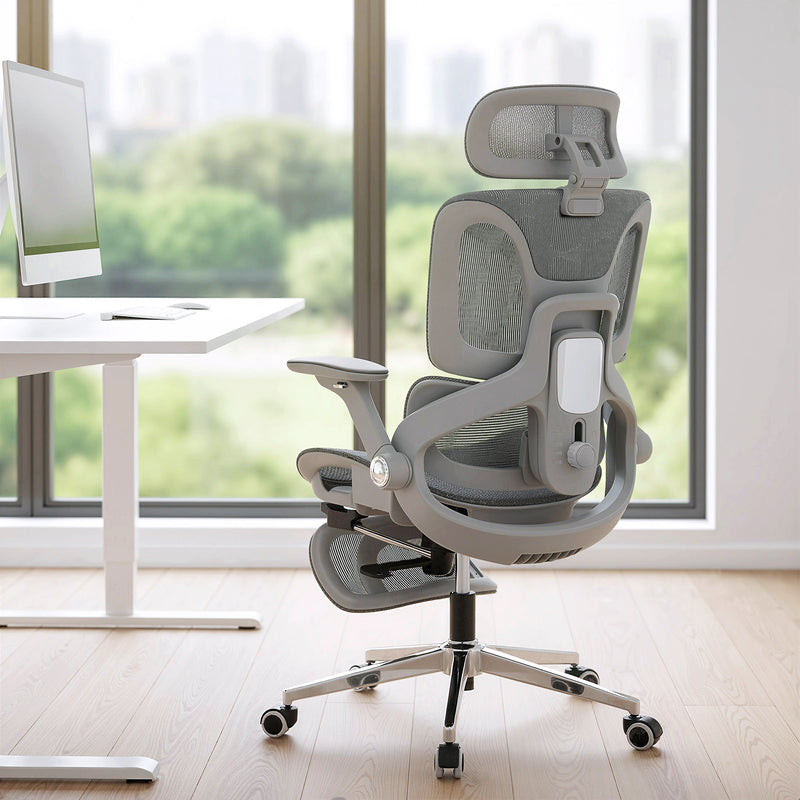 HOMCOM Ergonomic Office Chair, High Back Mesh Desk Chair, Grey – view 10