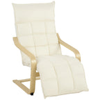 Modern Accent Chair, Leisure Lounge Chair Armchair with Footrest, Plush Cushion, Curved Legs and Arms, Cream White