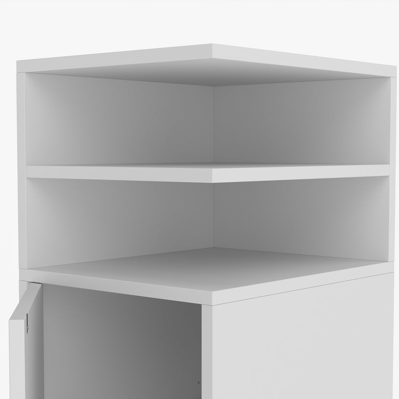 HOMCOM Slim Bedside Table Set of 2, Narrow Bedside Cabinet with Open Cubbies and Cupboard for Bedroom Living Room, White – view 10