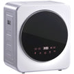 Silver-tone 4 kg compact vented tumble dryer with stainless steel drum and touchscreen controls