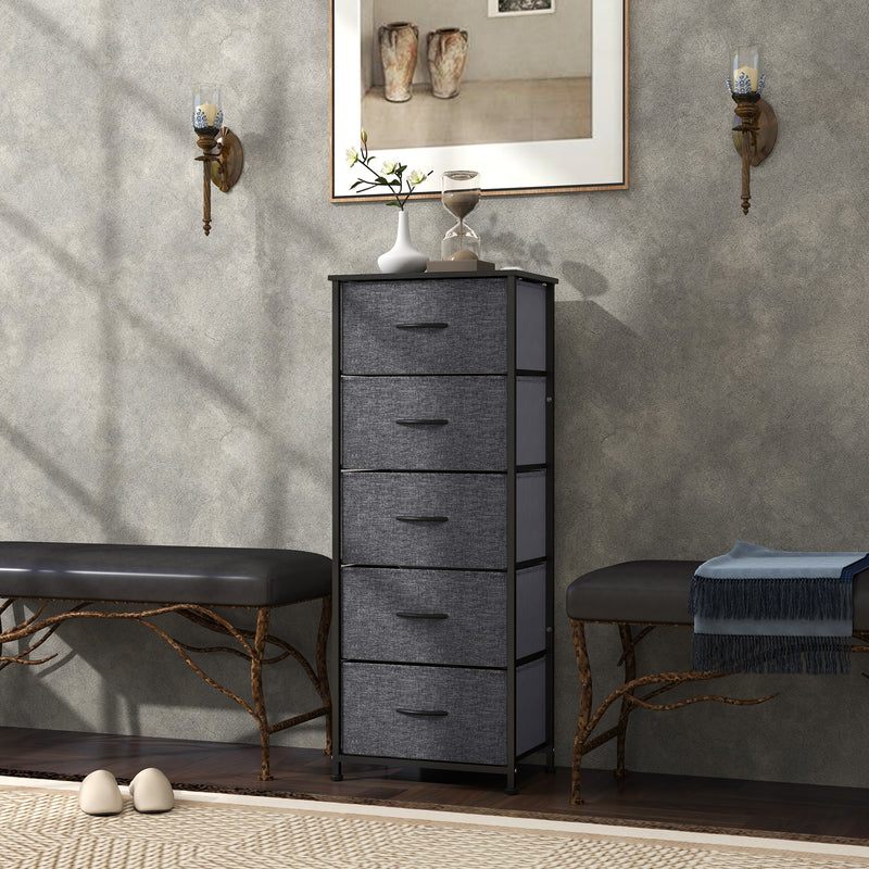 Tall 5-drawer fabric chest – image 9