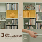 Bookcase with Open Storage, 6-Tier Bookshelf with Anti-Tipping Hardware, Light Green