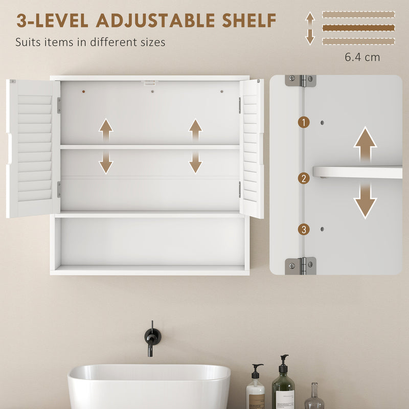 60 cm louvred bathroom wall cabinet in white – image 5
