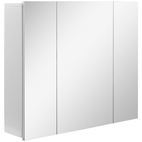 White 70 cm wall-mounted bathroom mirror cabinet with adjustable shelves