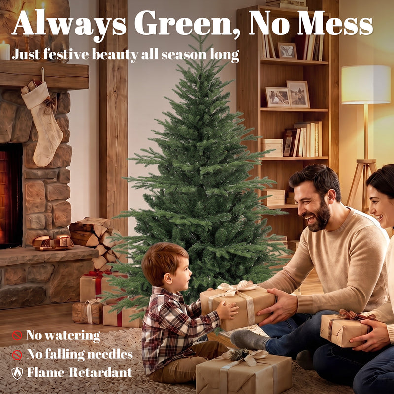 5ft Christmas tree with pine wood stand – image 4