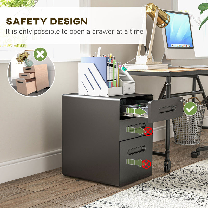 Lockable 3-drawer steel file cabinet – image 8