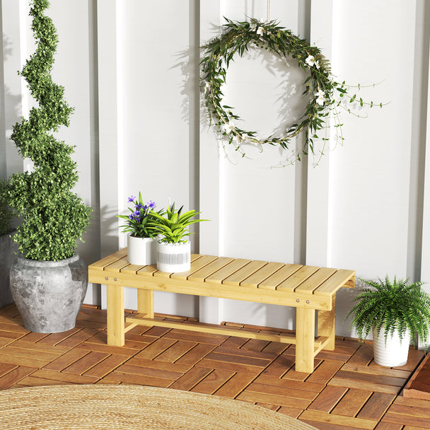 Backless fir wood bench – image 2