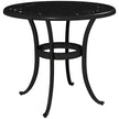 Black Ø60 cm round cast aluminium garden side table with grid cut-out top and curved legs