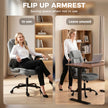 HOMCOM Linen-Look Computer Desk Chair, Executive Office Chair with Flip-Up Armrests and Thick Cushion, Grey – view 7