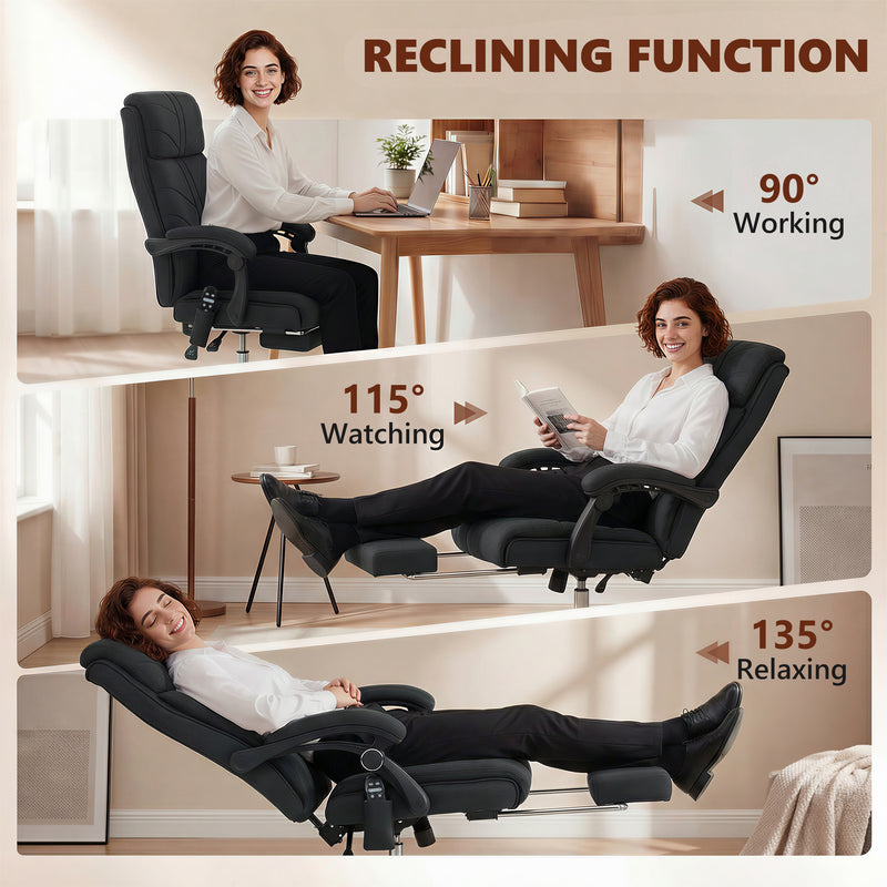 Vinsetto High Back Vibration Massage Office Chair with Footrest, Heated, Black – view 7