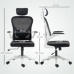 HOMCOM Executive Office Chair, Ergonomic Mesh High Back Desk Chair with Flip-up Armrest, Rotatable Headrest, Adjustable – view 3
