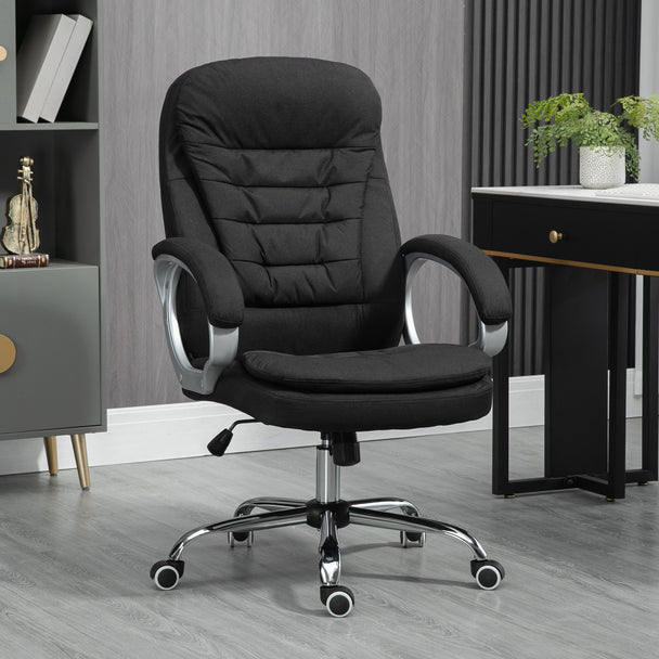 High-back linen-look office chair – image 2