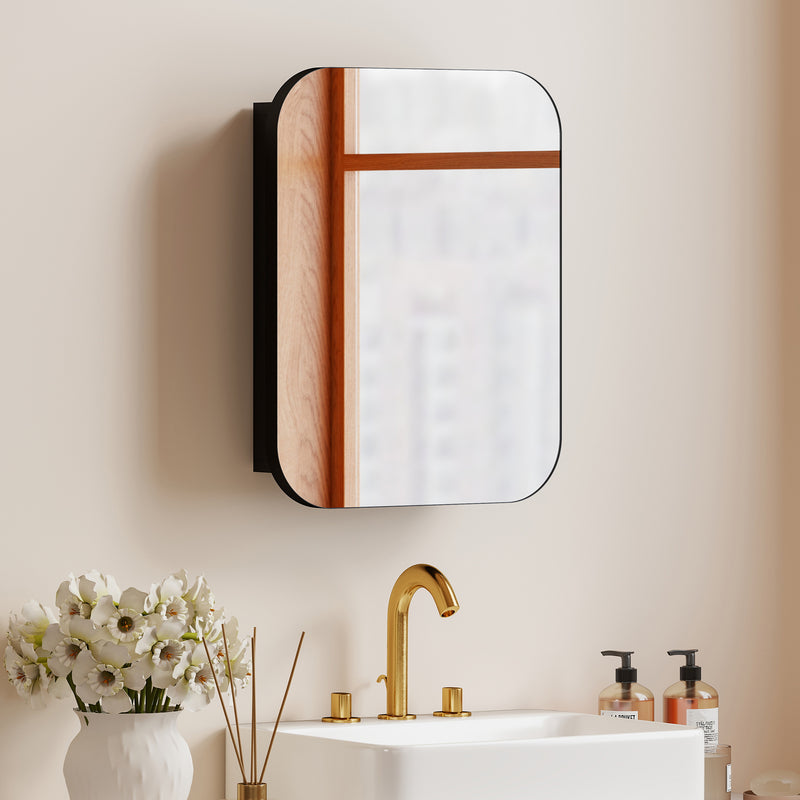 Soft-close mirror bathroom cabinet in black – image 10
