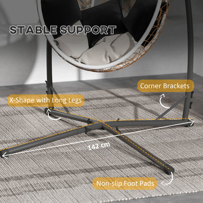 Outsunny Hammock Chair Stand Only, Hanging Chair Stand with X-Shape Base, Heavy Duty Steel Single Hammock Egg Swing – view 6