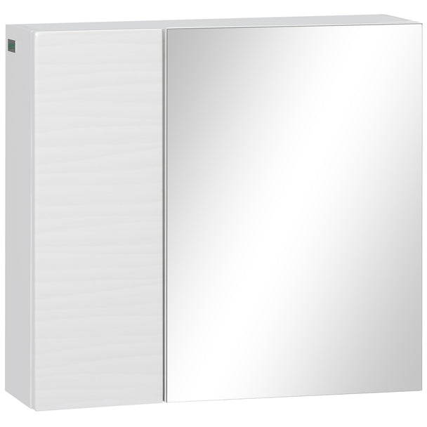 Compact white wall-mounted bathroom mirror cabinet with large mirrored door
