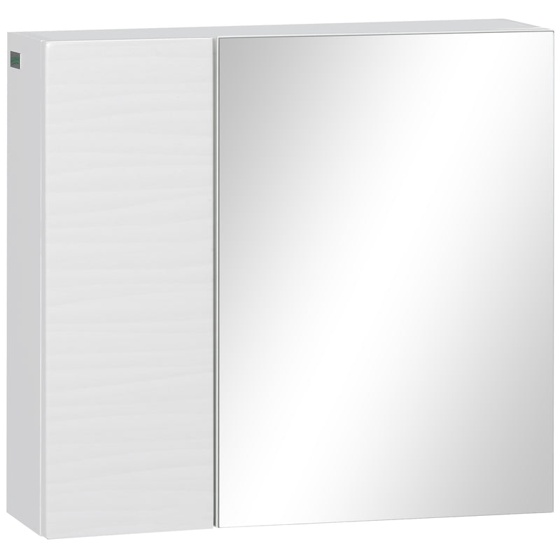 Compact white wall-mounted bathroom mirror cabinet with large mirrored door