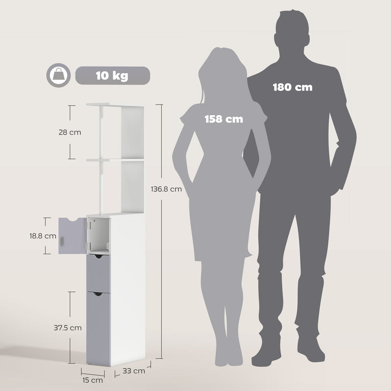 Slim white and grey bathroom cabinet – image 3