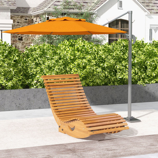 Outsunny Outdoor Rocking Chair w/ Slatted Seat, Wooden Rocking Chair, 130cm x 60cm x 60cm, Light Brown – view 2