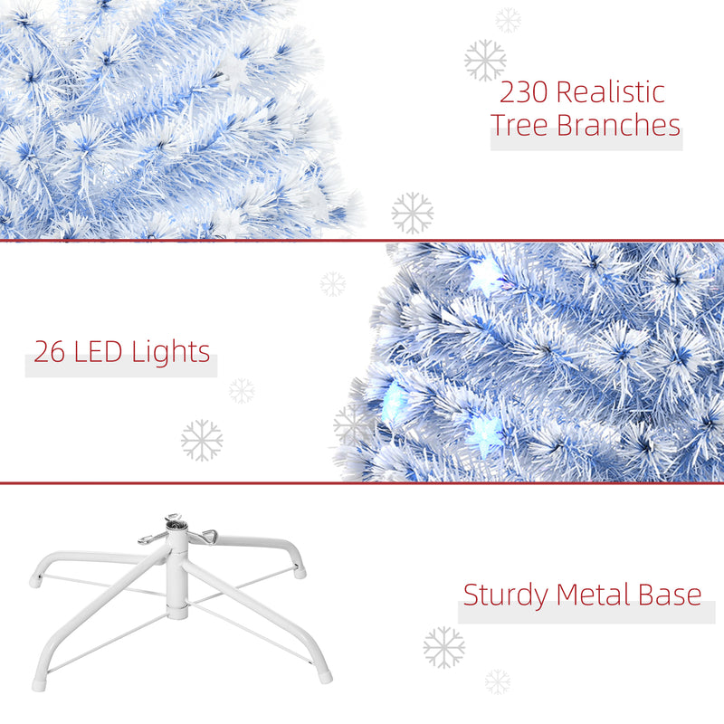 HOMCOM 6FT Artificial Fibre Optic Christmas Tree Seasonal Decoration w/ LED Lights Pre-Lit Easy Store White Blue – view 8
