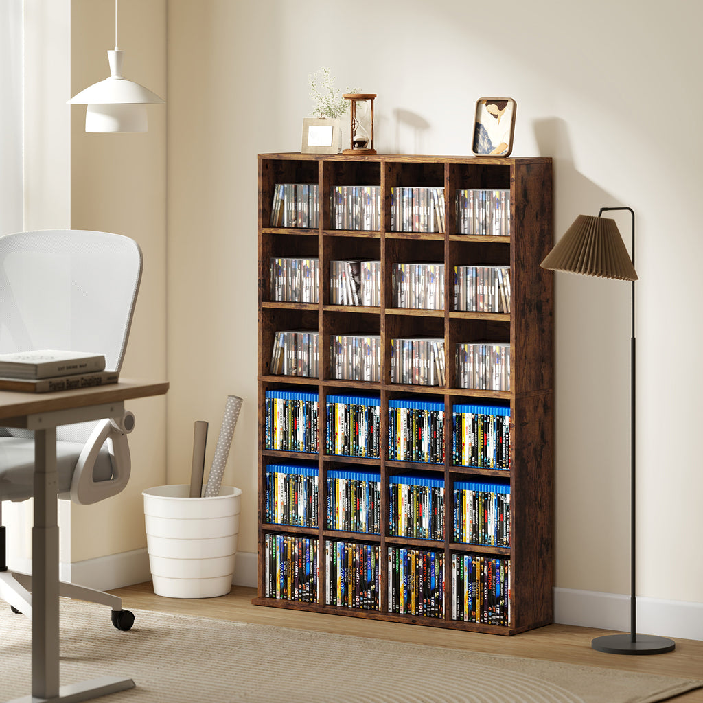 CD Storage Unit with Adjustable Shelves, 89 x 130.5 cm, Rustic Brown