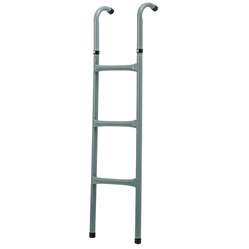 Silver galvanised steel 3-step trampoline ladder for 12ft and 14ft trampolines