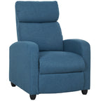 135Â° Push Back Recliner Armchair, with Footrest - Blue