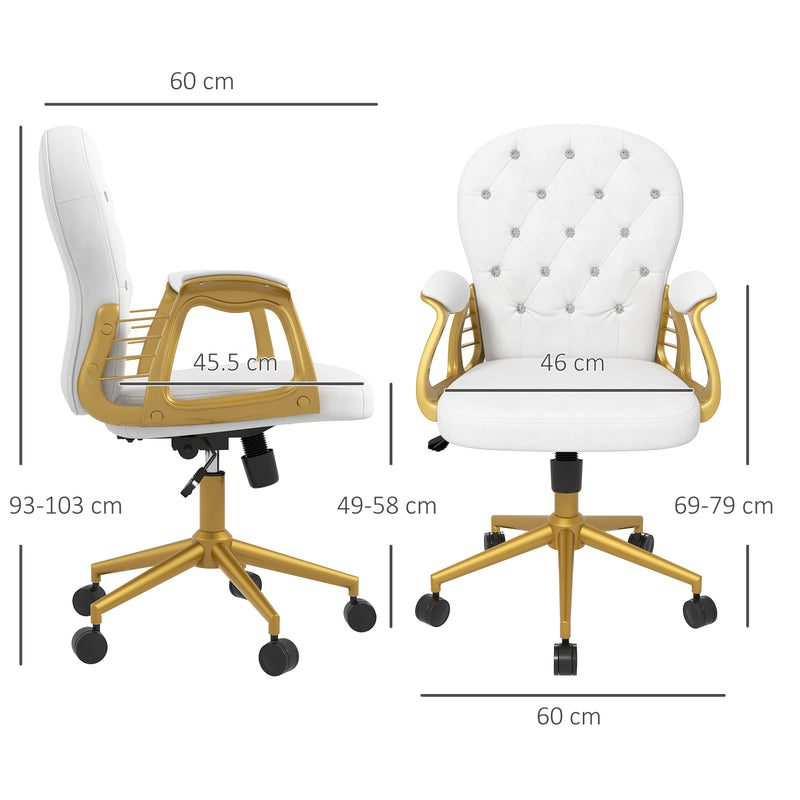 Cream velvet tufted office chair – image 3