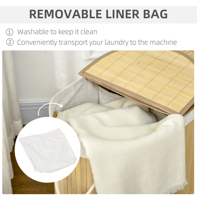 Two-section bamboo laundry basket – image 5
