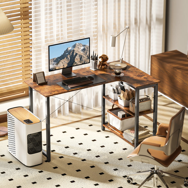 L-shaped corner desk – rustic brown – image 10