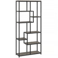 Seven-Tier Geometric Bookcase - Grey/Black