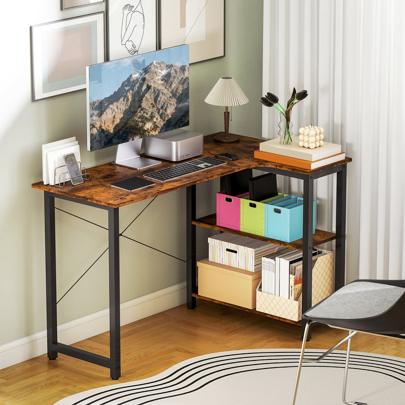 L-shaped corner desk – rustic brown – image 9