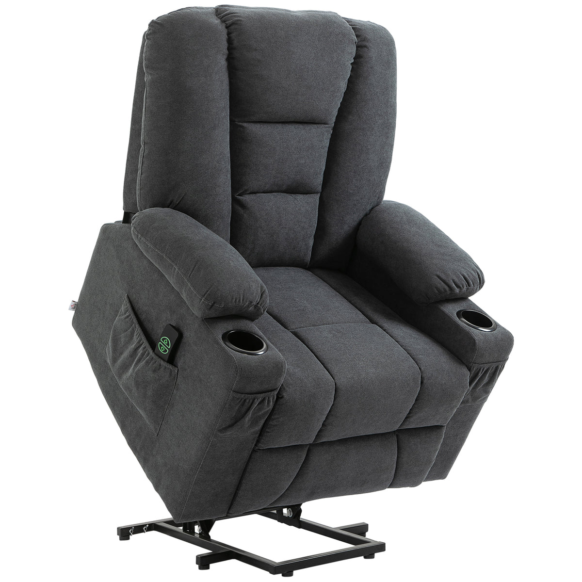 145° Oversized Power Lift Recliner with Cup Holders – Charcoal Grey
