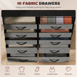 HOMCOM Chest of Drawers, Dresser with 10 Fabric Drawers, Tall Storage Unit with 4 Pockets and 2 Hooks Steel Frame, Grey – view 4