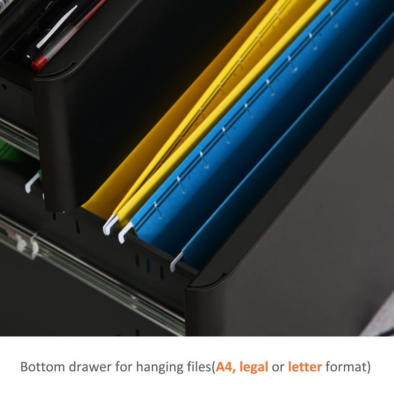 Lockable steel 3-drawer filing cabinet in black – image 6