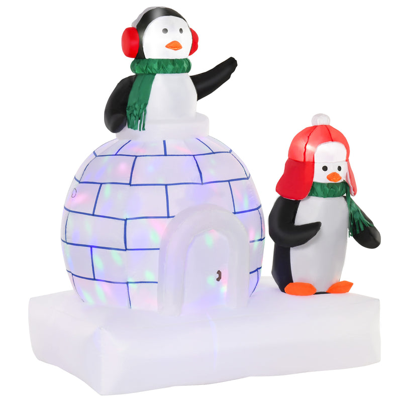 5ft Penguins and Igloo Christmas Inflatable on a white background