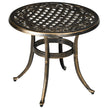 Bronze-tone Ø60 cm cast aluminium garden side table with grid cut-out top