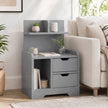 HOMCOM Bedside Table, Small Bedside Cabinet with 2 Drawers and Storage Shelves, Modern Nightstand for Bedroom, Grey – view 9